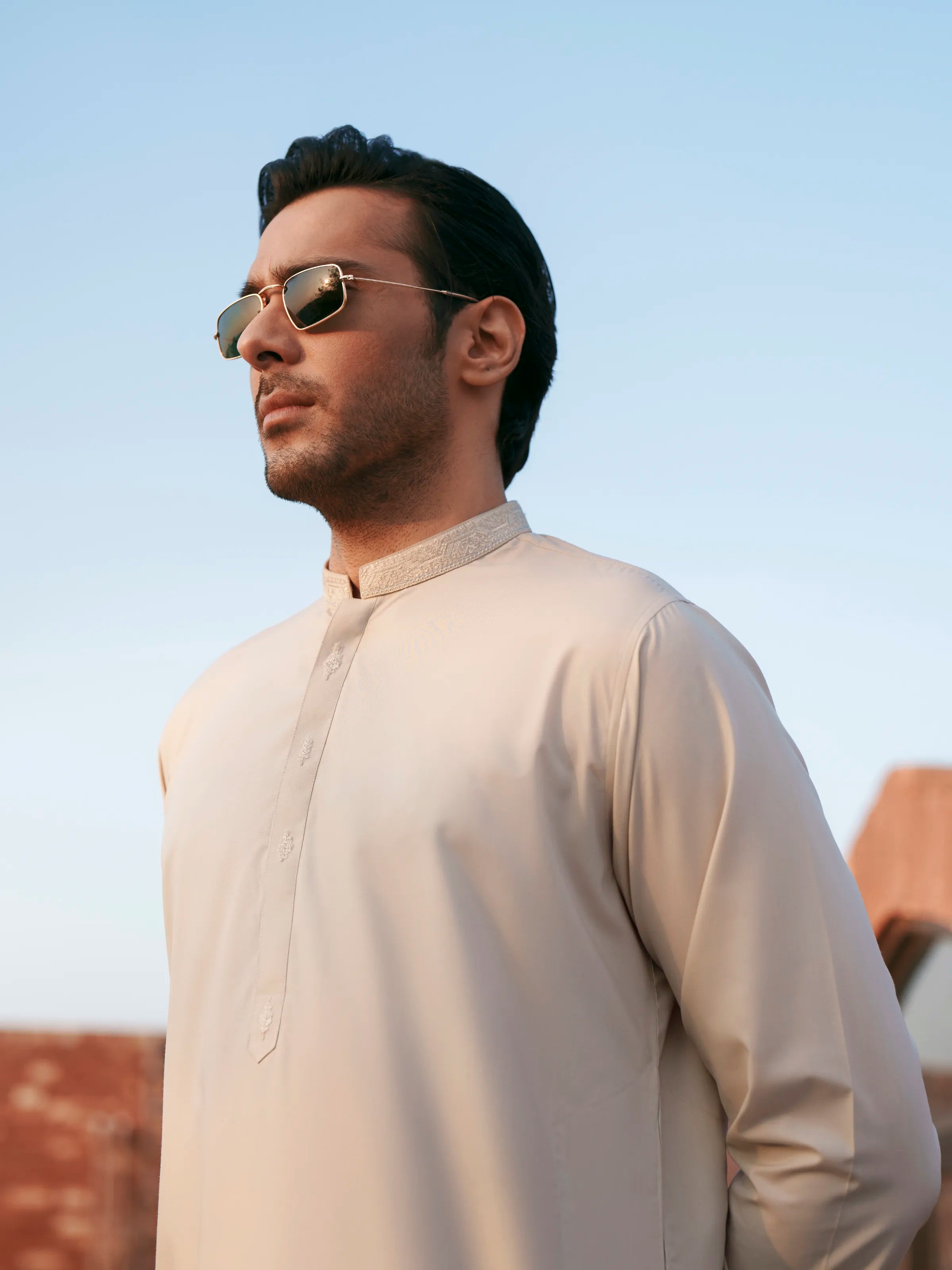 Beige Kurta Pajama Set