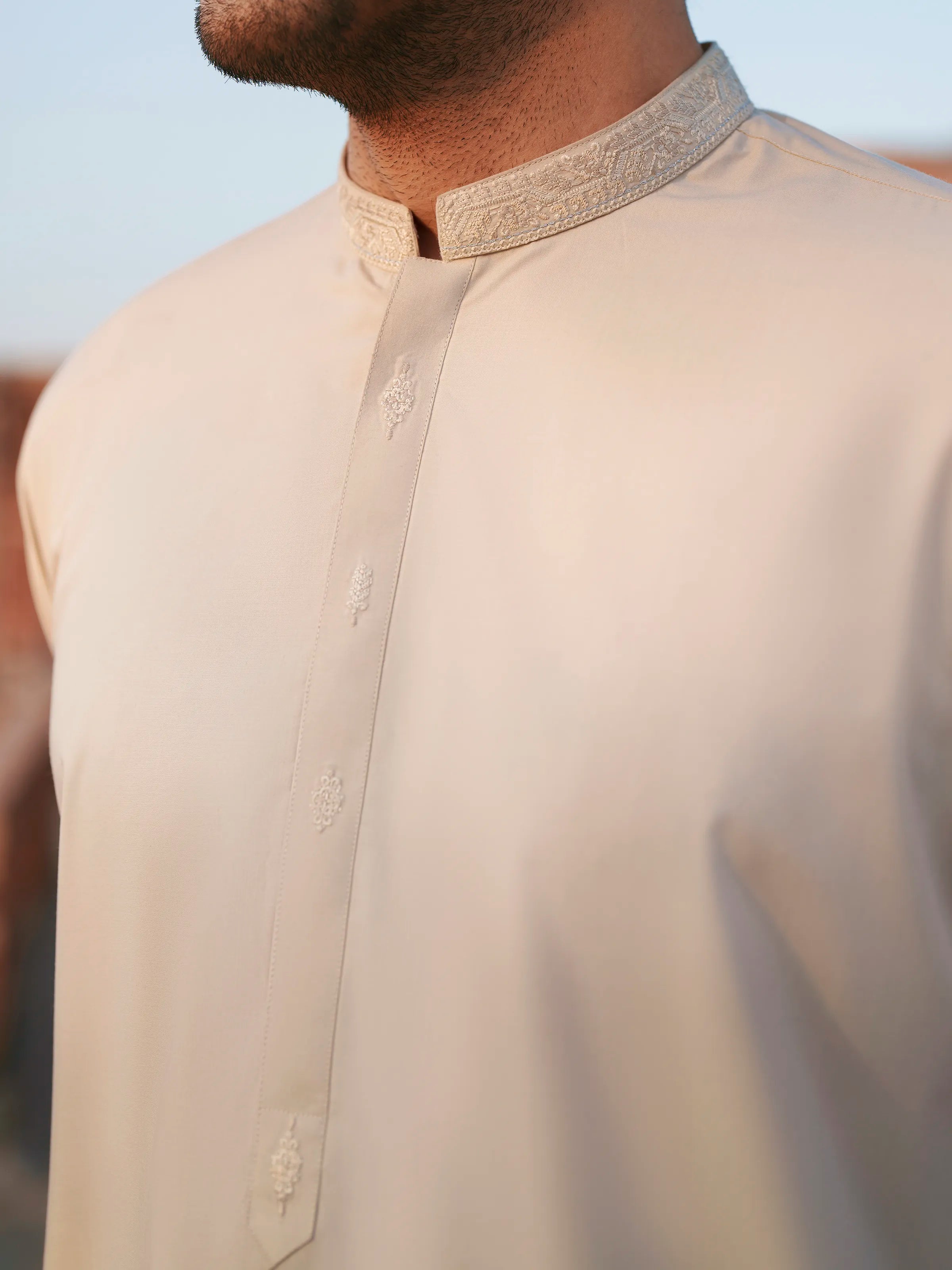 Beige Kurta Pajama Set