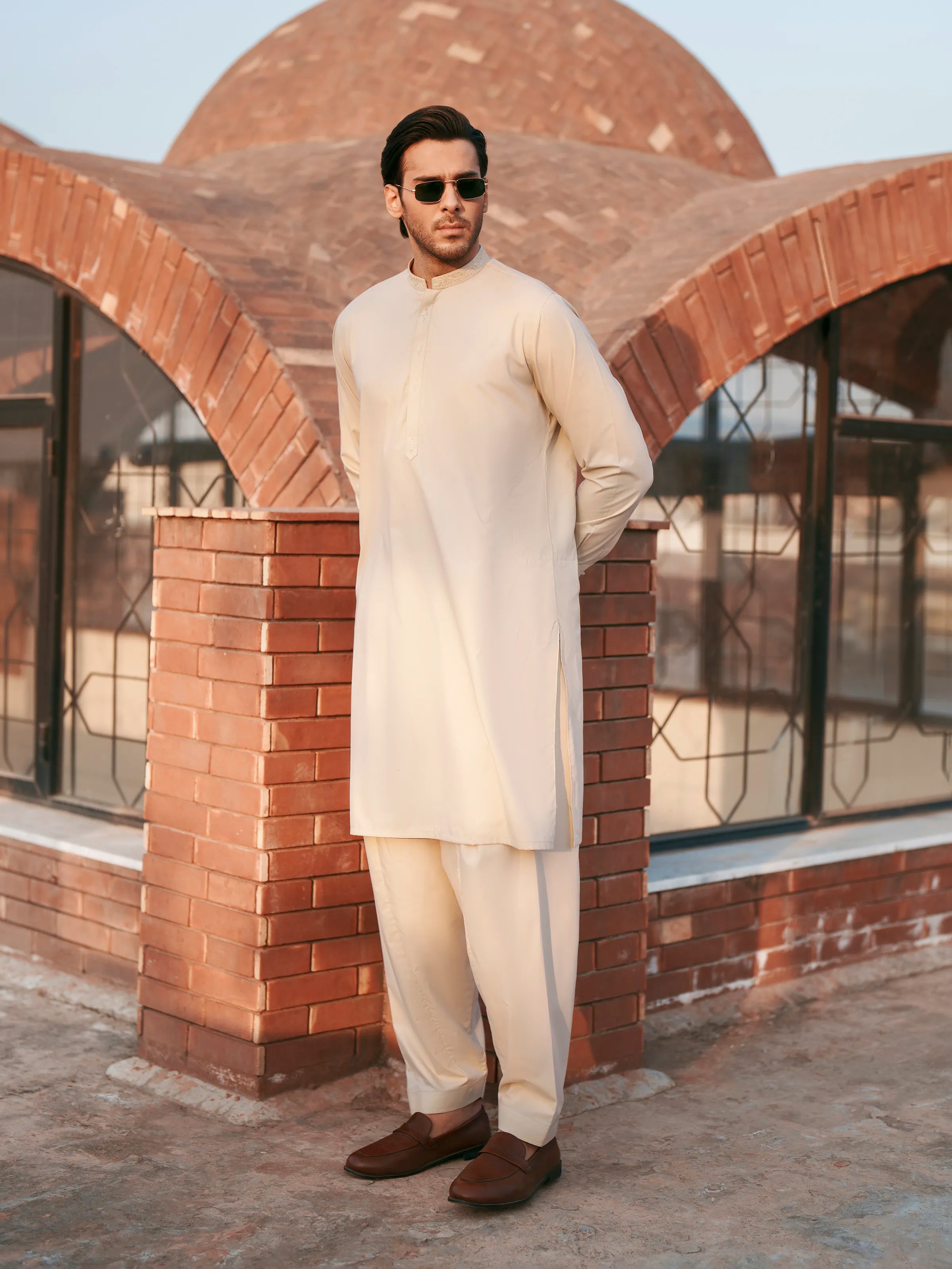 Beige Kurta Pajama Set