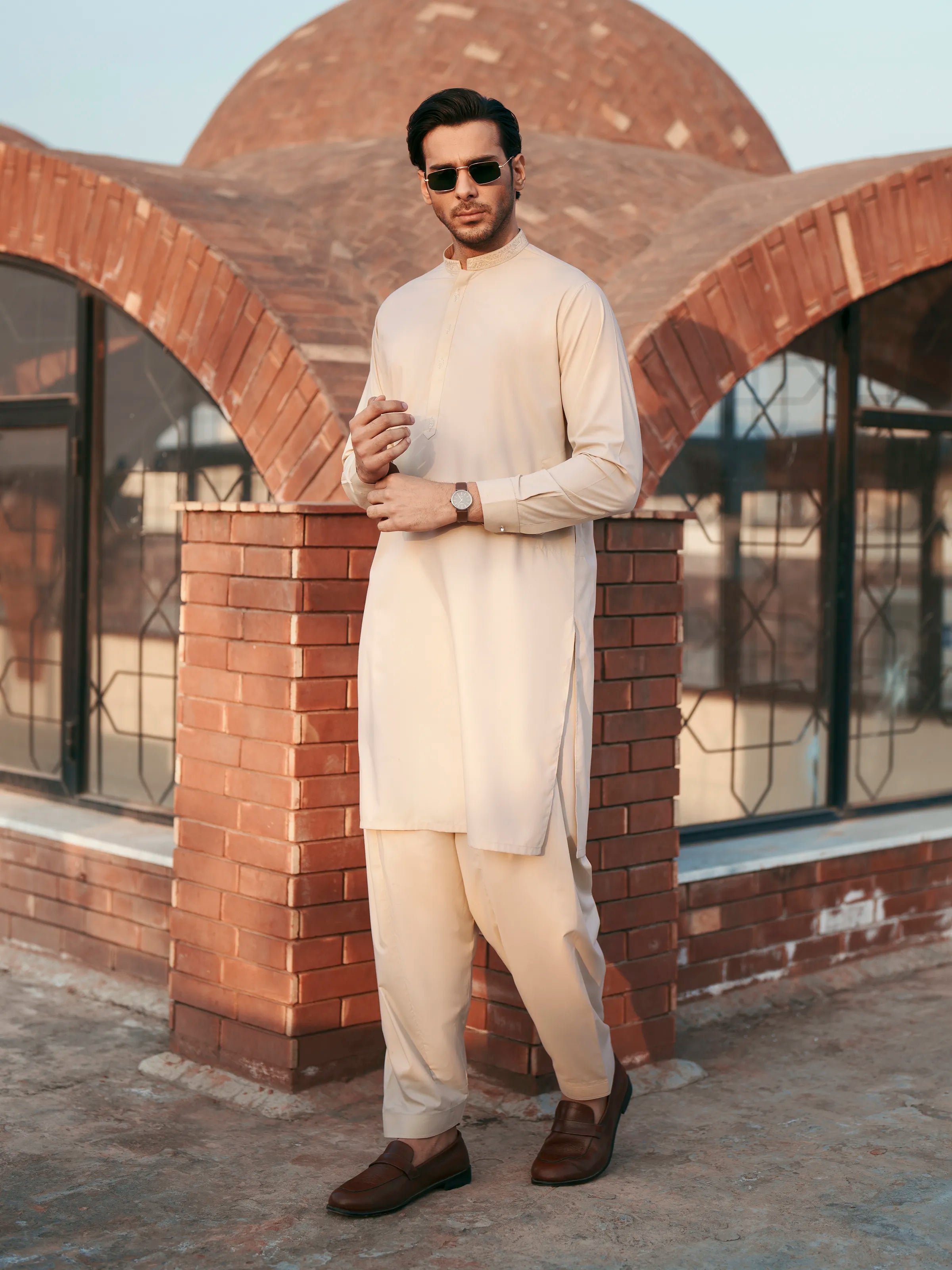Beige Kurta Pajama Set