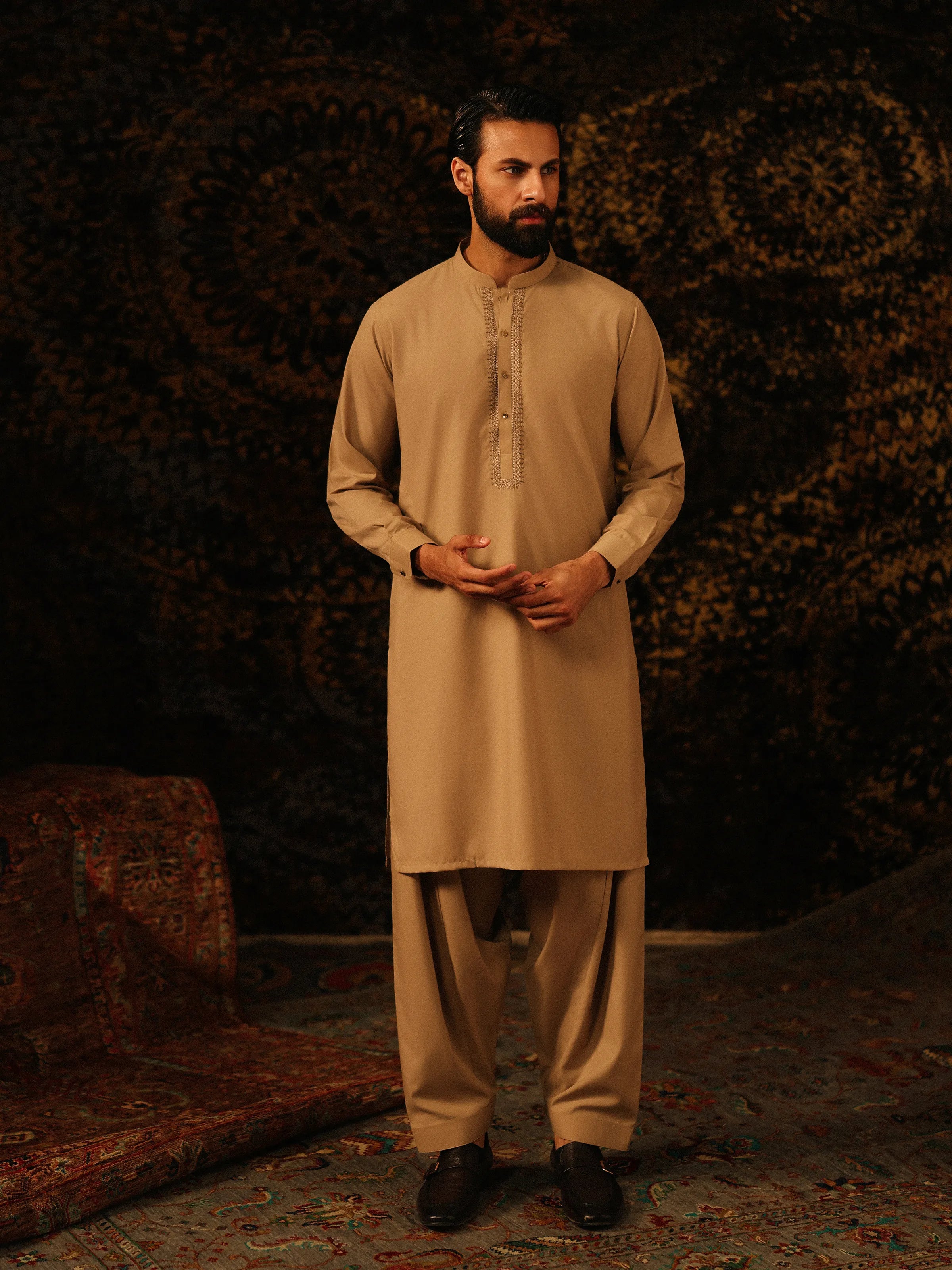 Beige Kurta Pajama Set