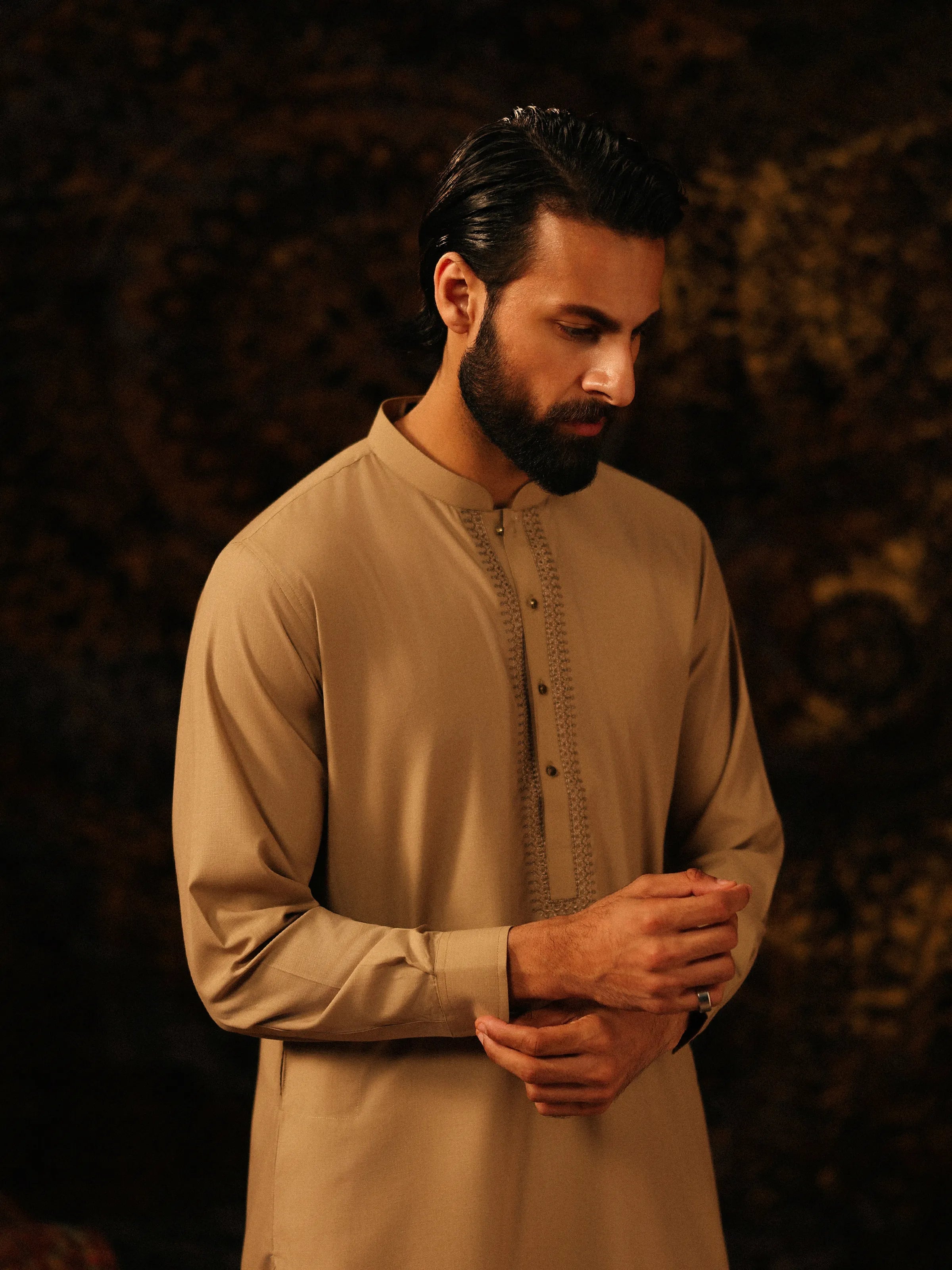 Beige Kurta Pajama Set