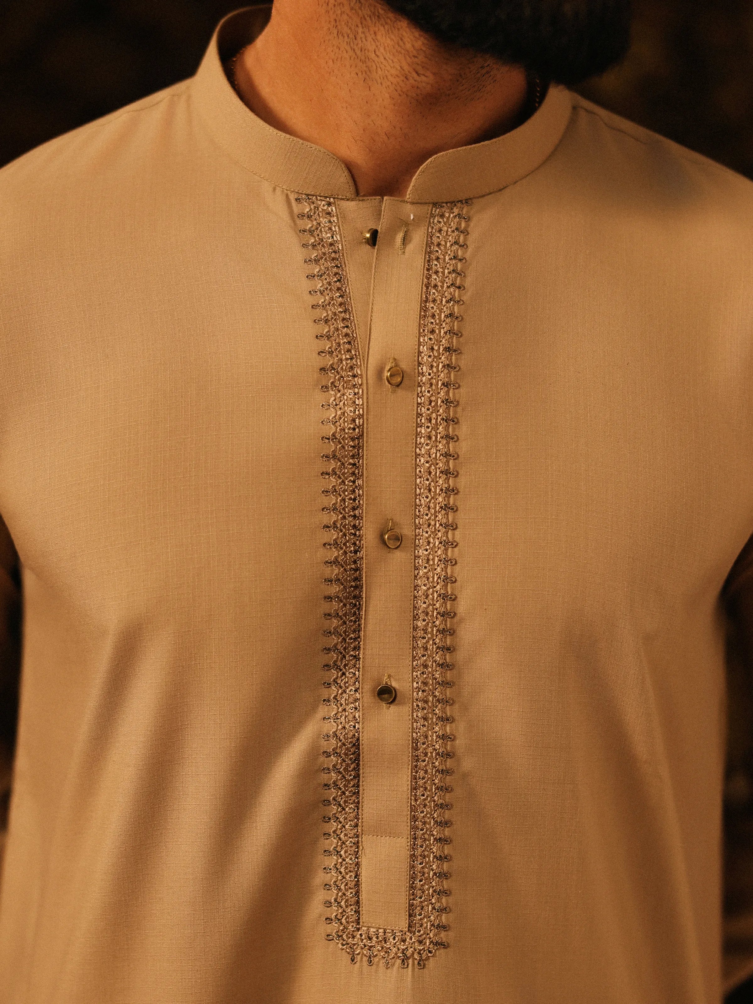 Beige Kurta Pajama Set