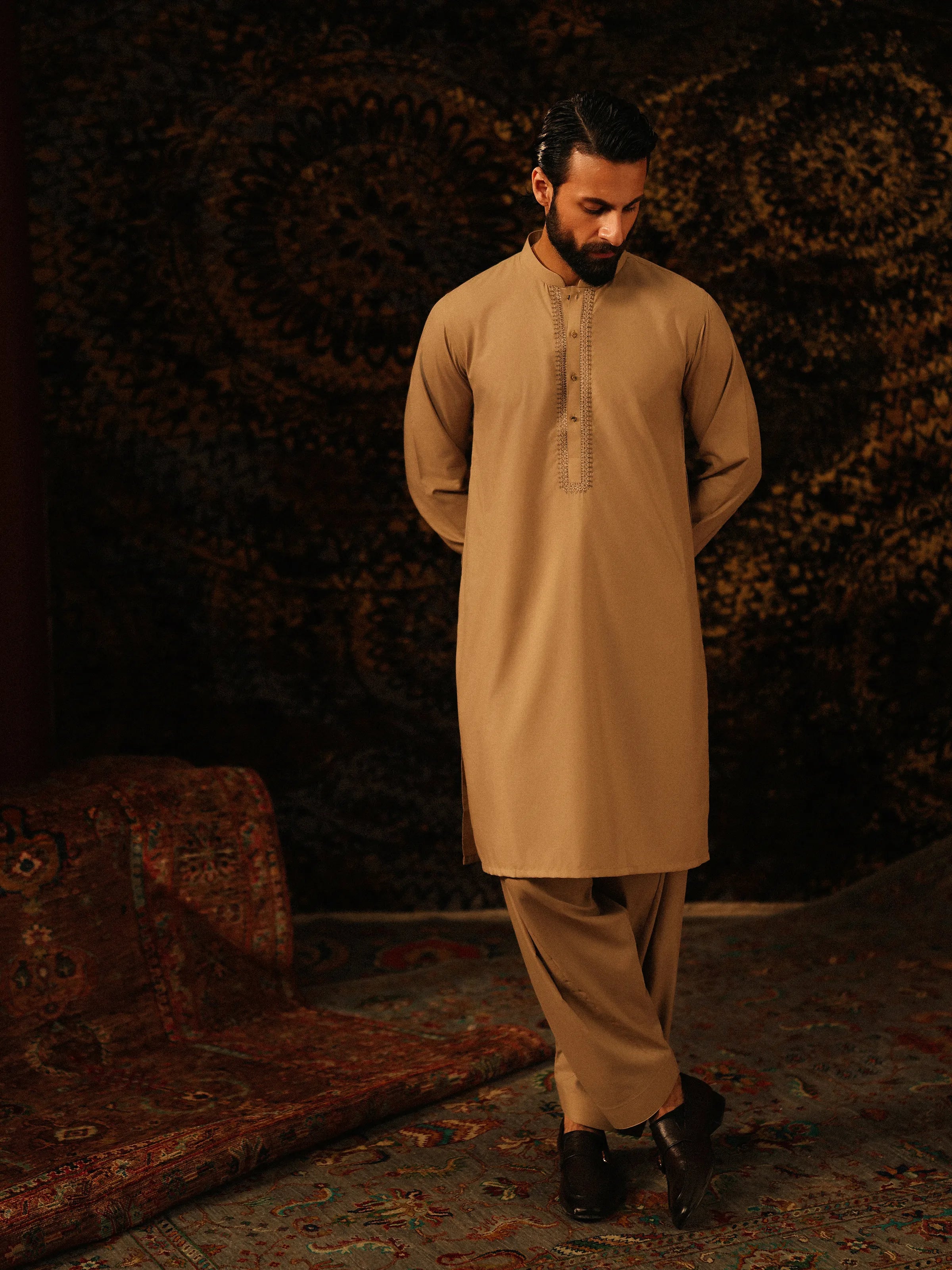 Beige Kurta Pajama Set