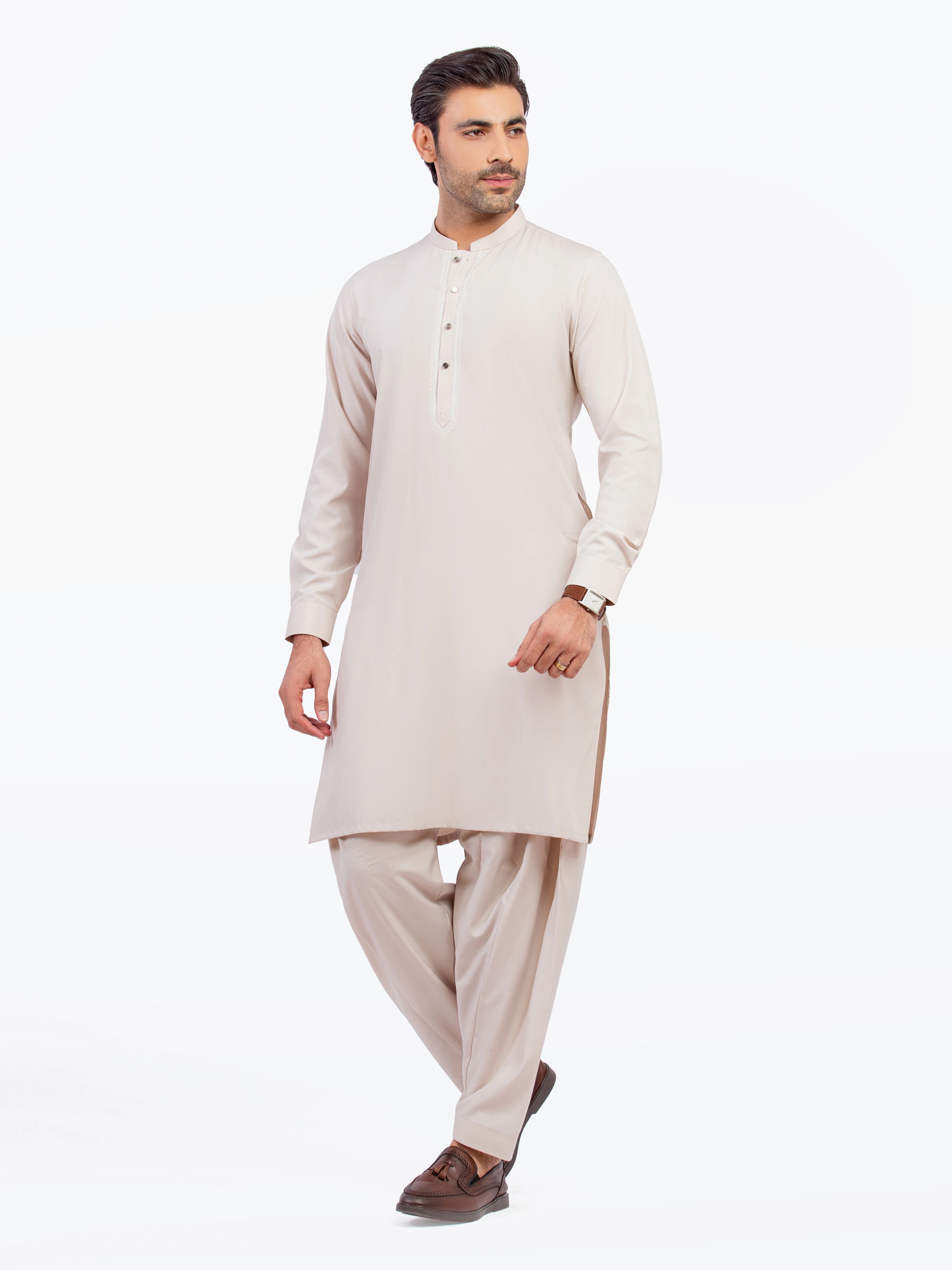 Beige Kurta Pajama Set