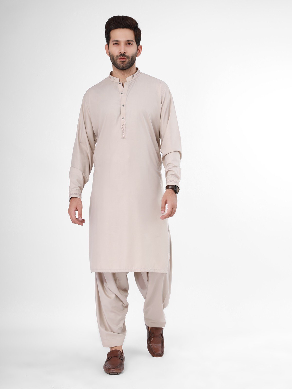 Beige Kurta Pajama Set