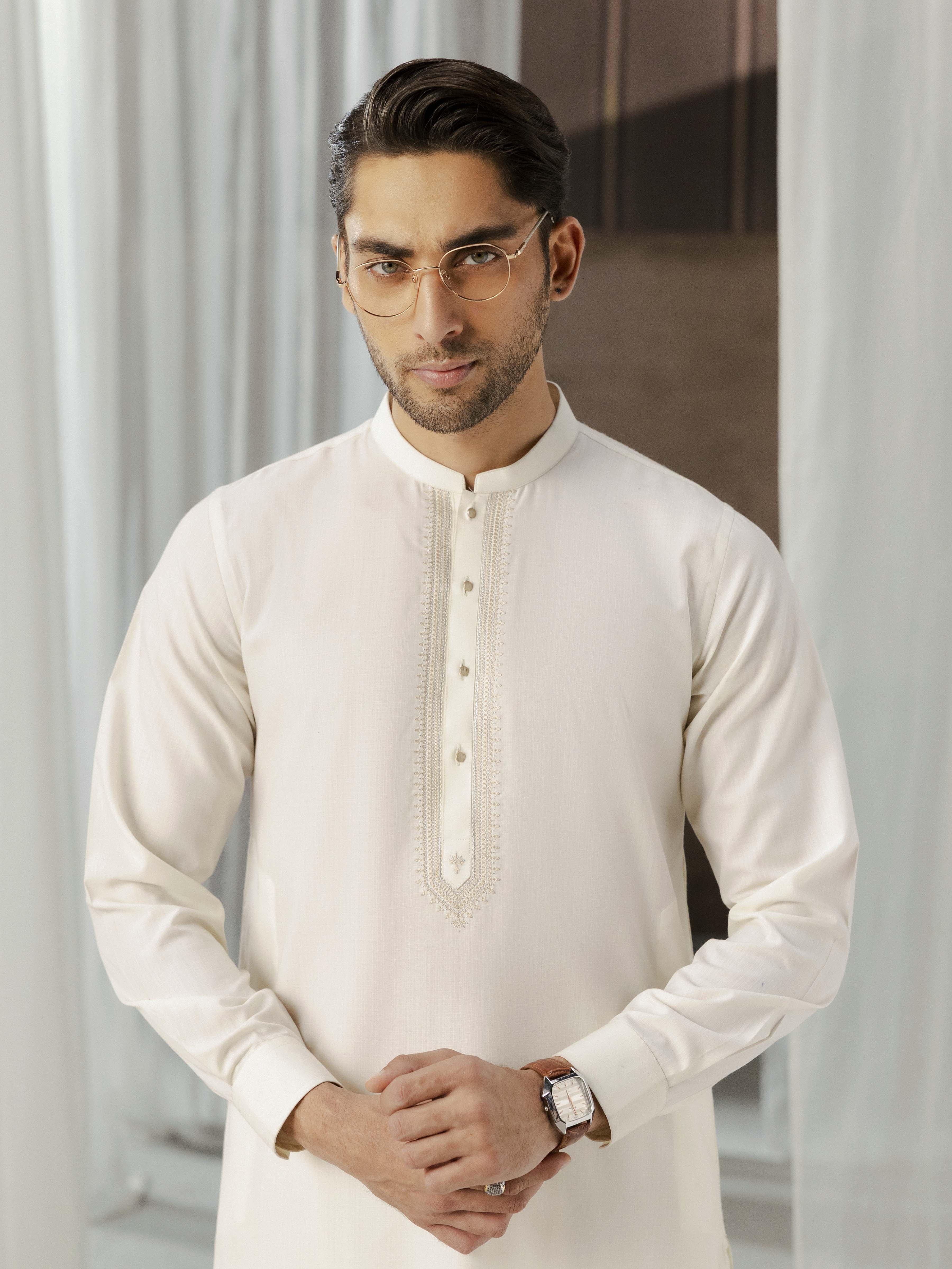 Cream Kurta Pajama Set