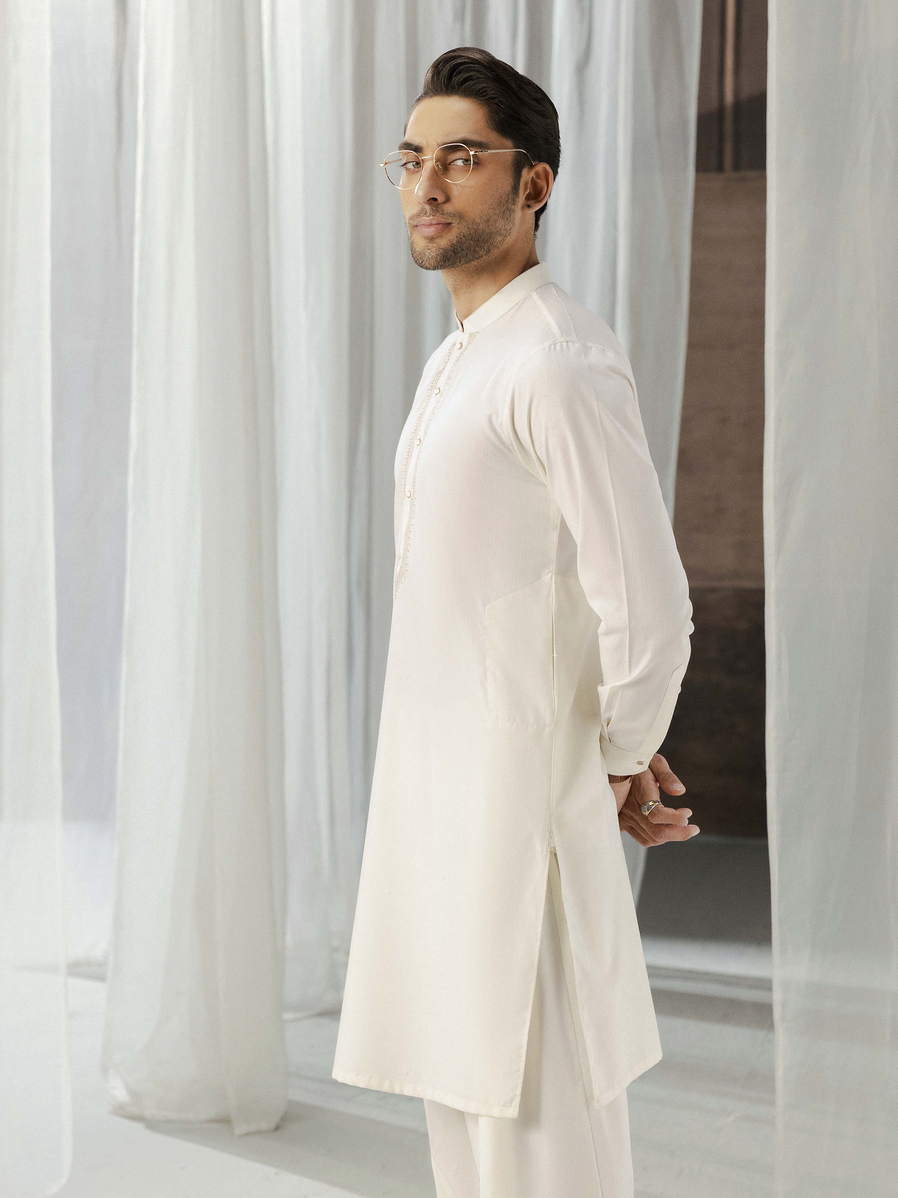 Cream Kurta Pajama Set
