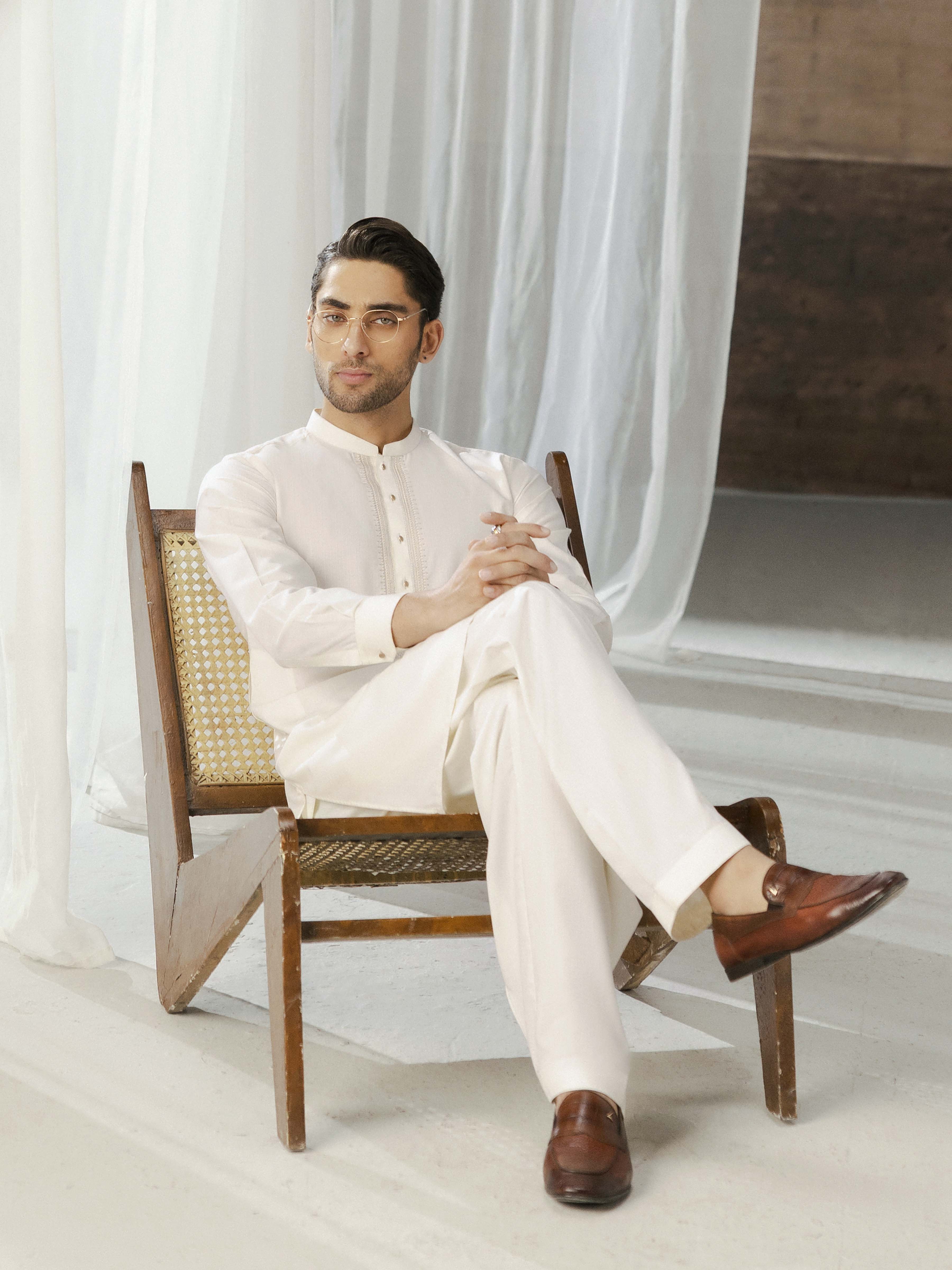 Cream Kurta Pajama Set
