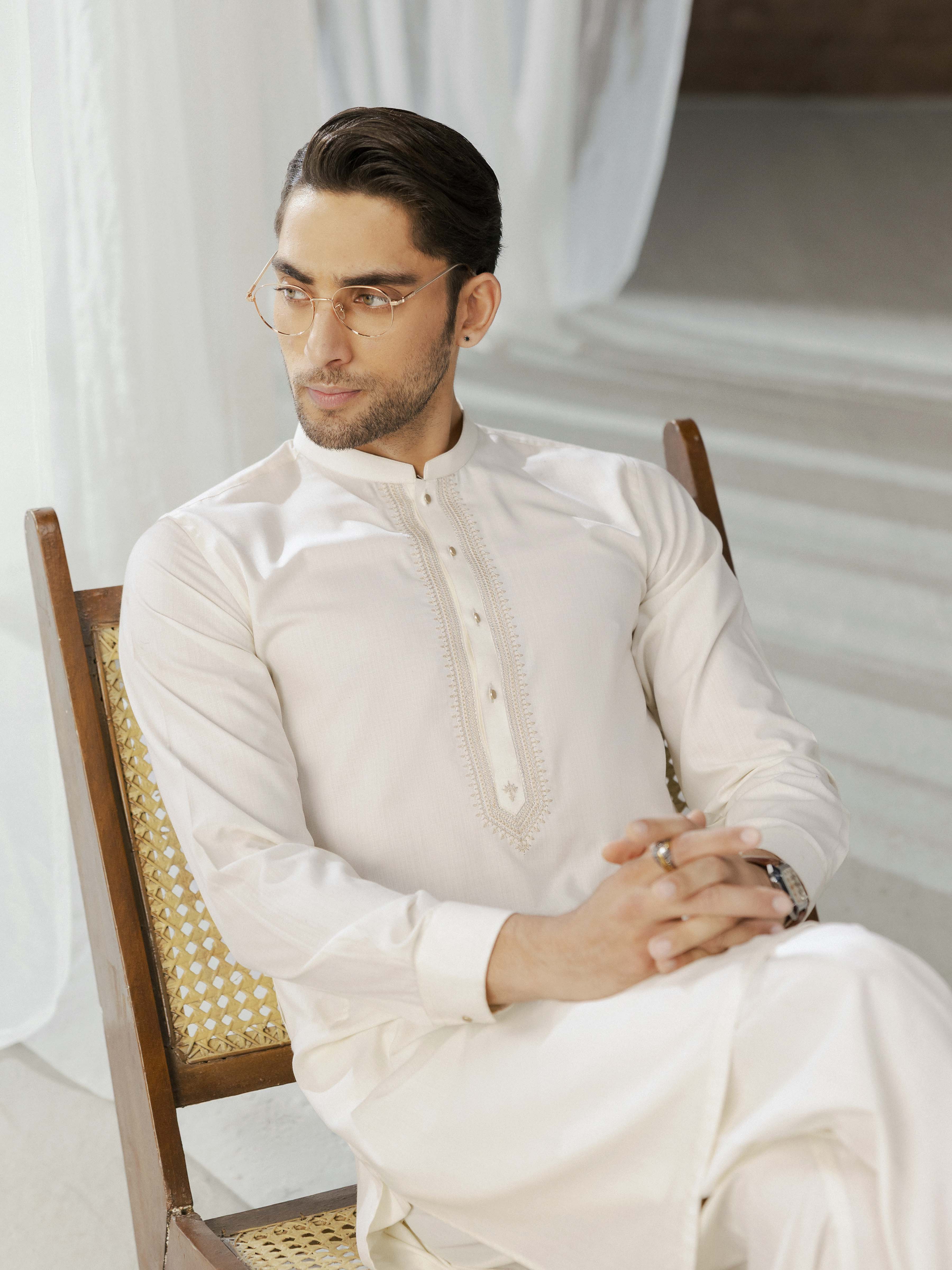 Cream Kurta Pajama Set