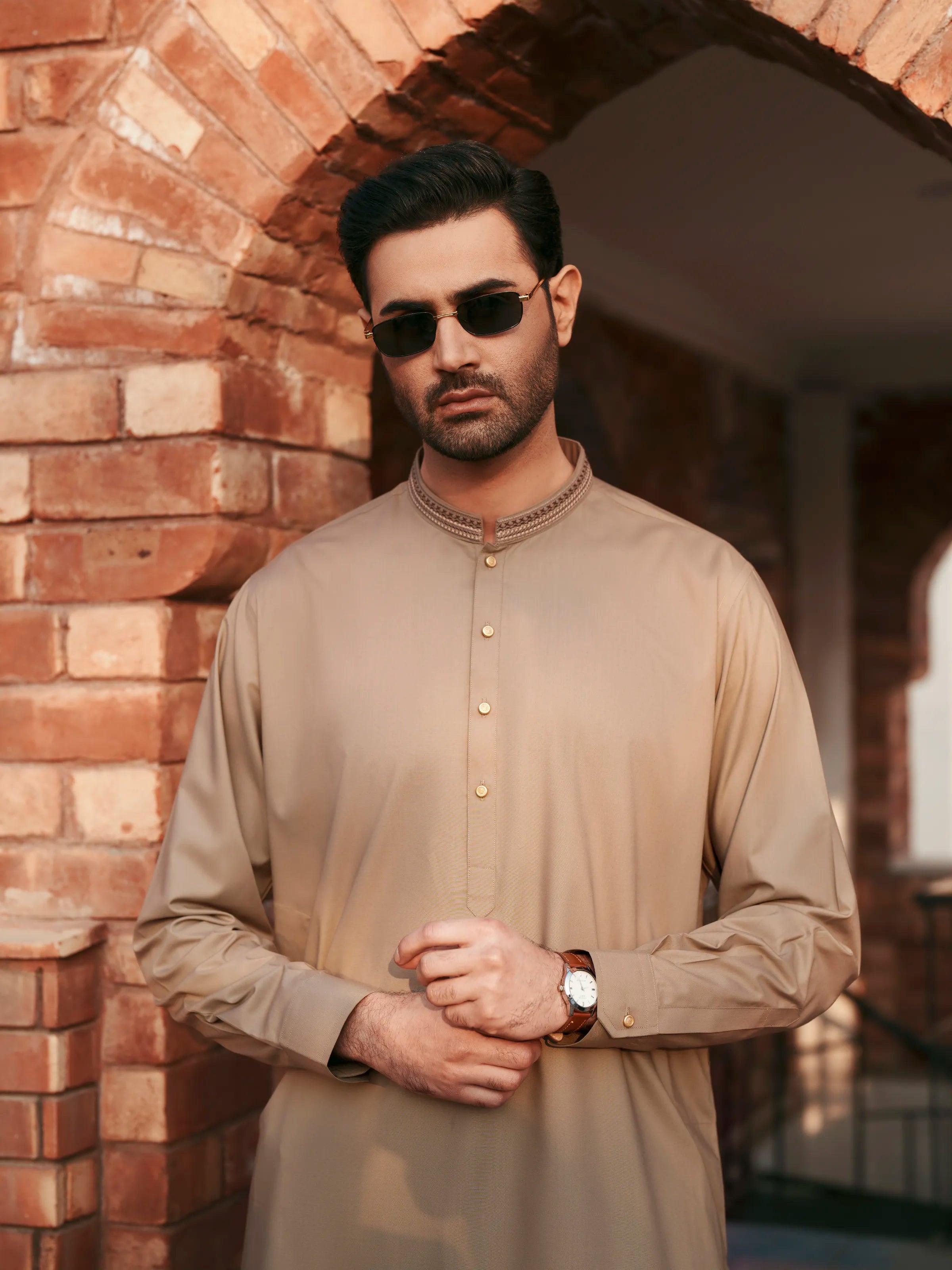 Dark Beige Kurta Pajama Set