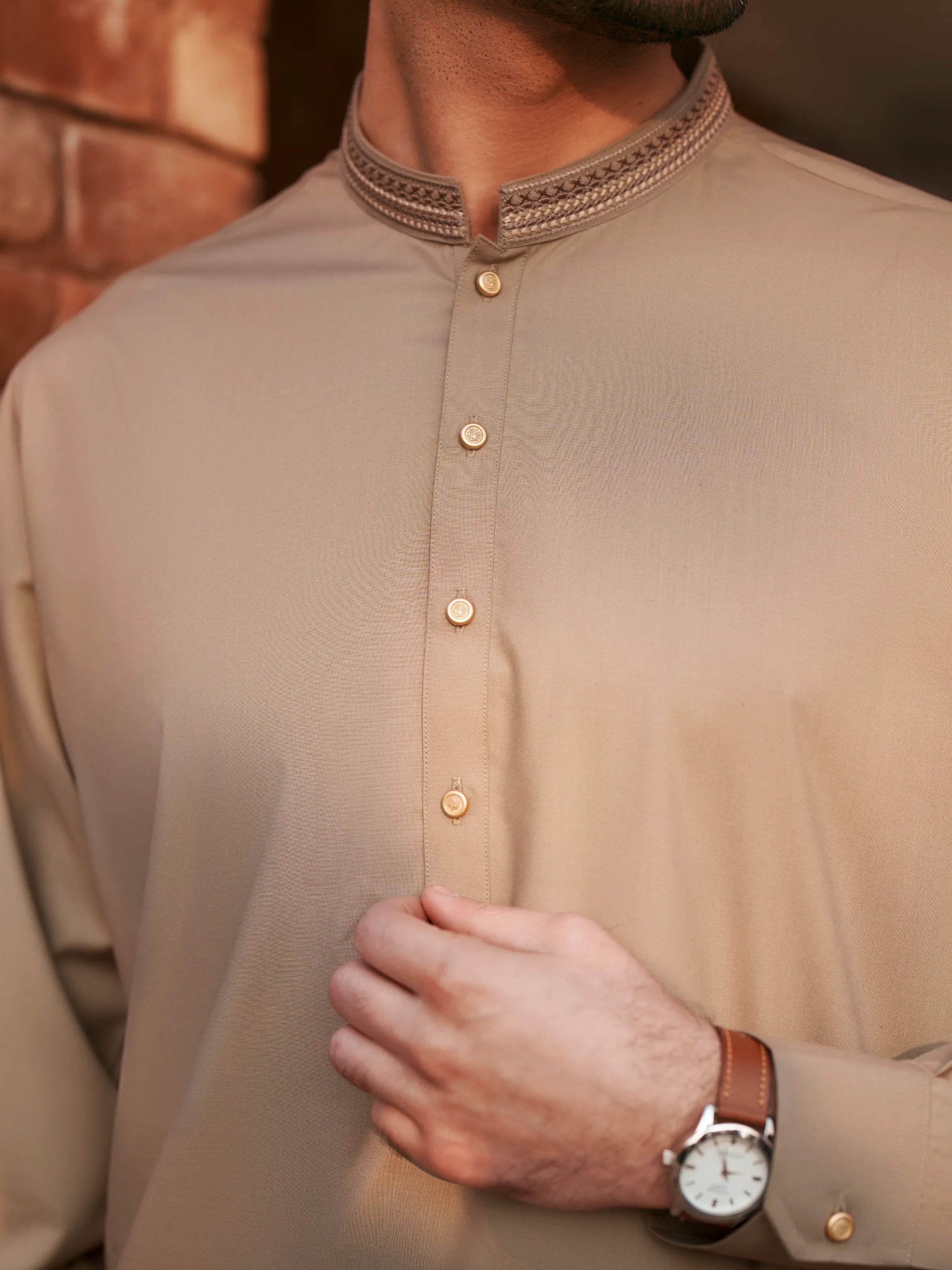 Dark Beige Kurta Pajama Set