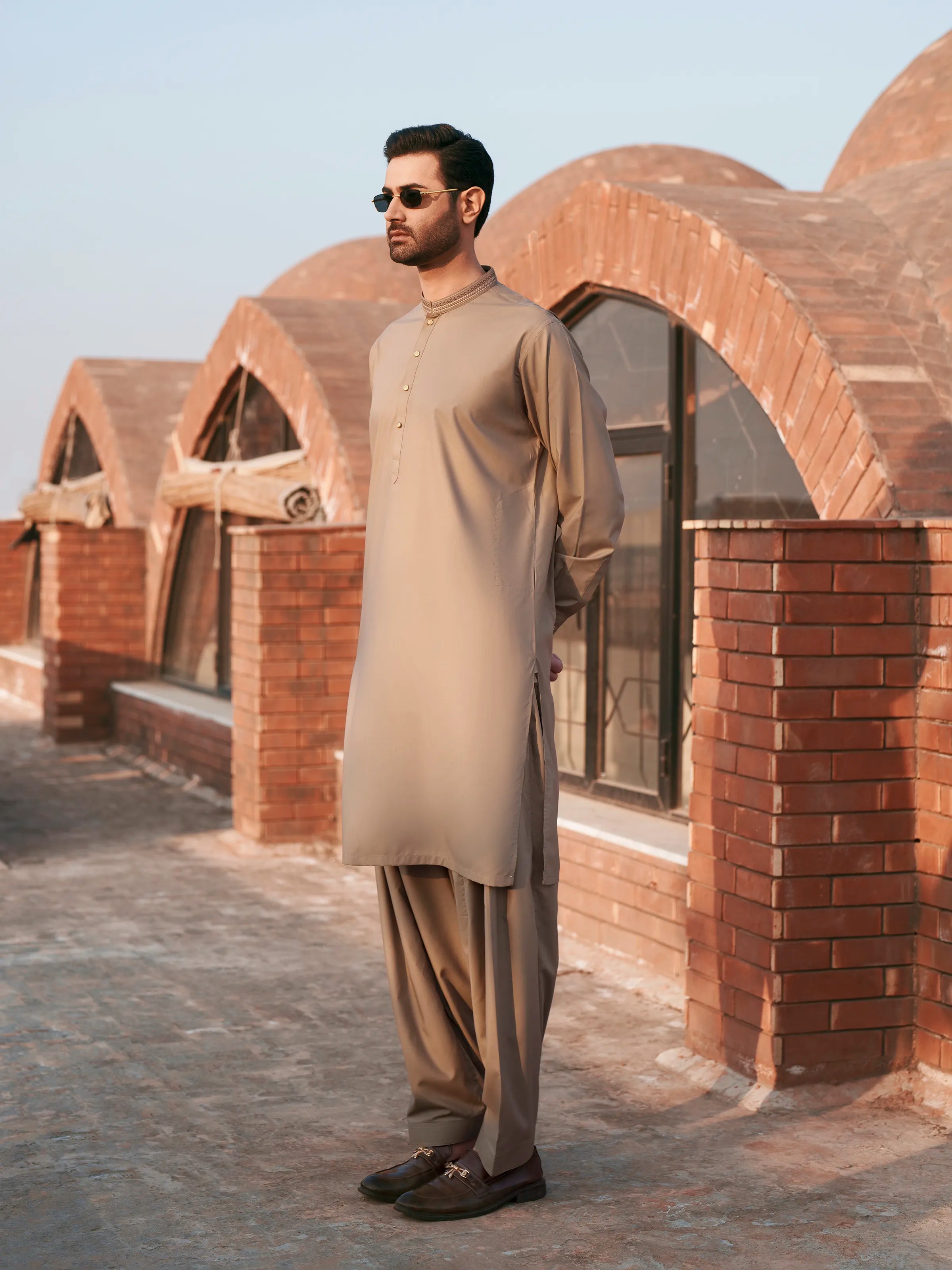 Dark Beige Kurta Pajama Set
