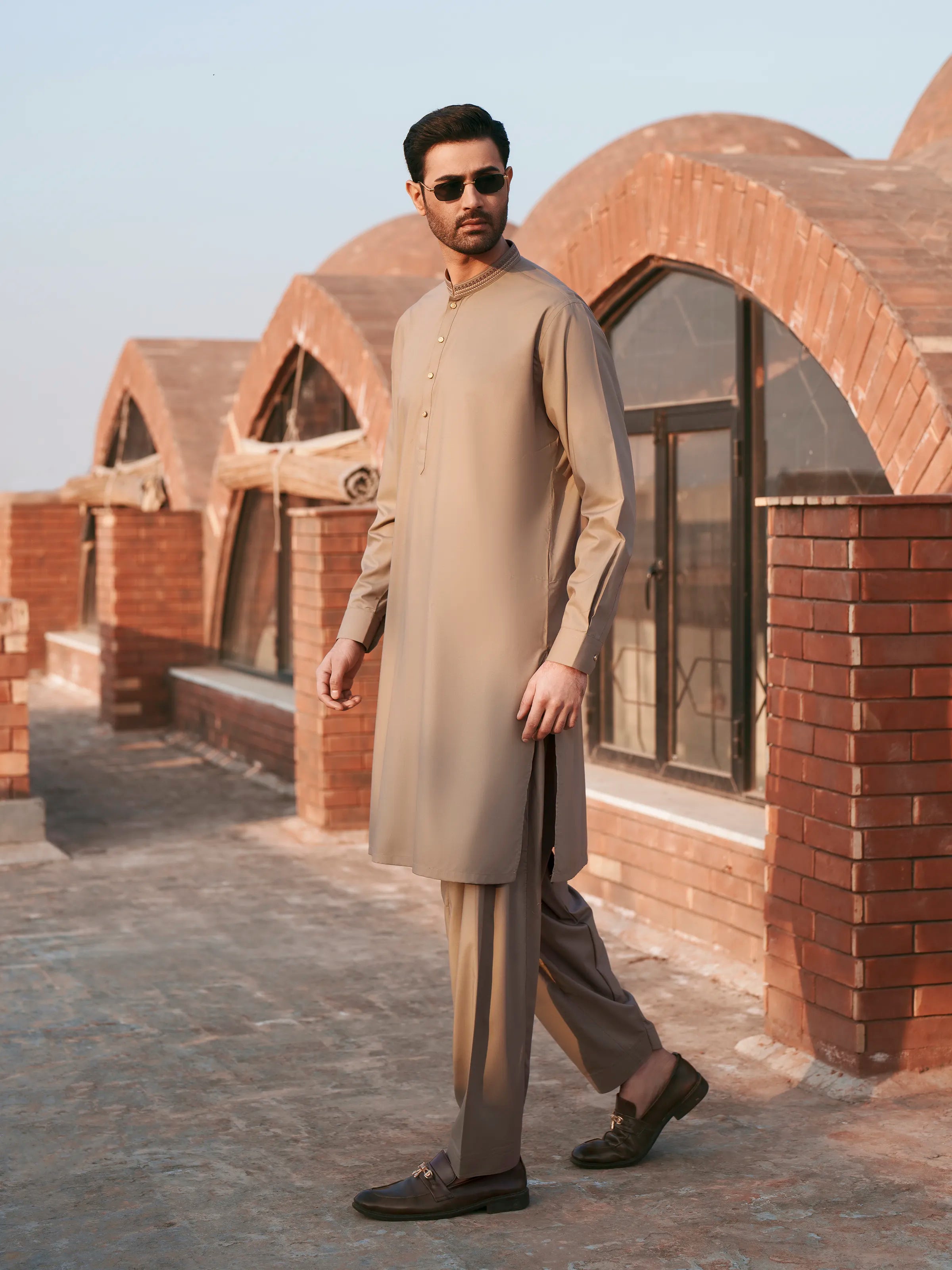 Dark Beige Kurta Pajama Set