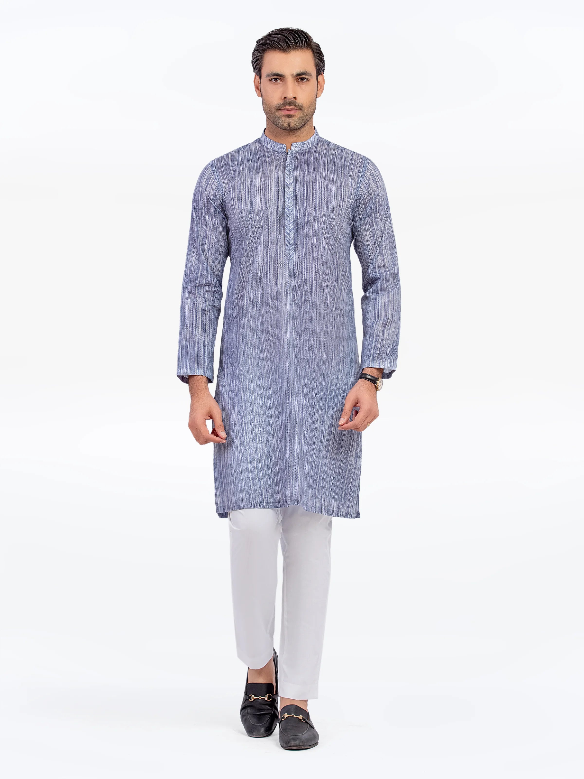 Navy & White Kurta