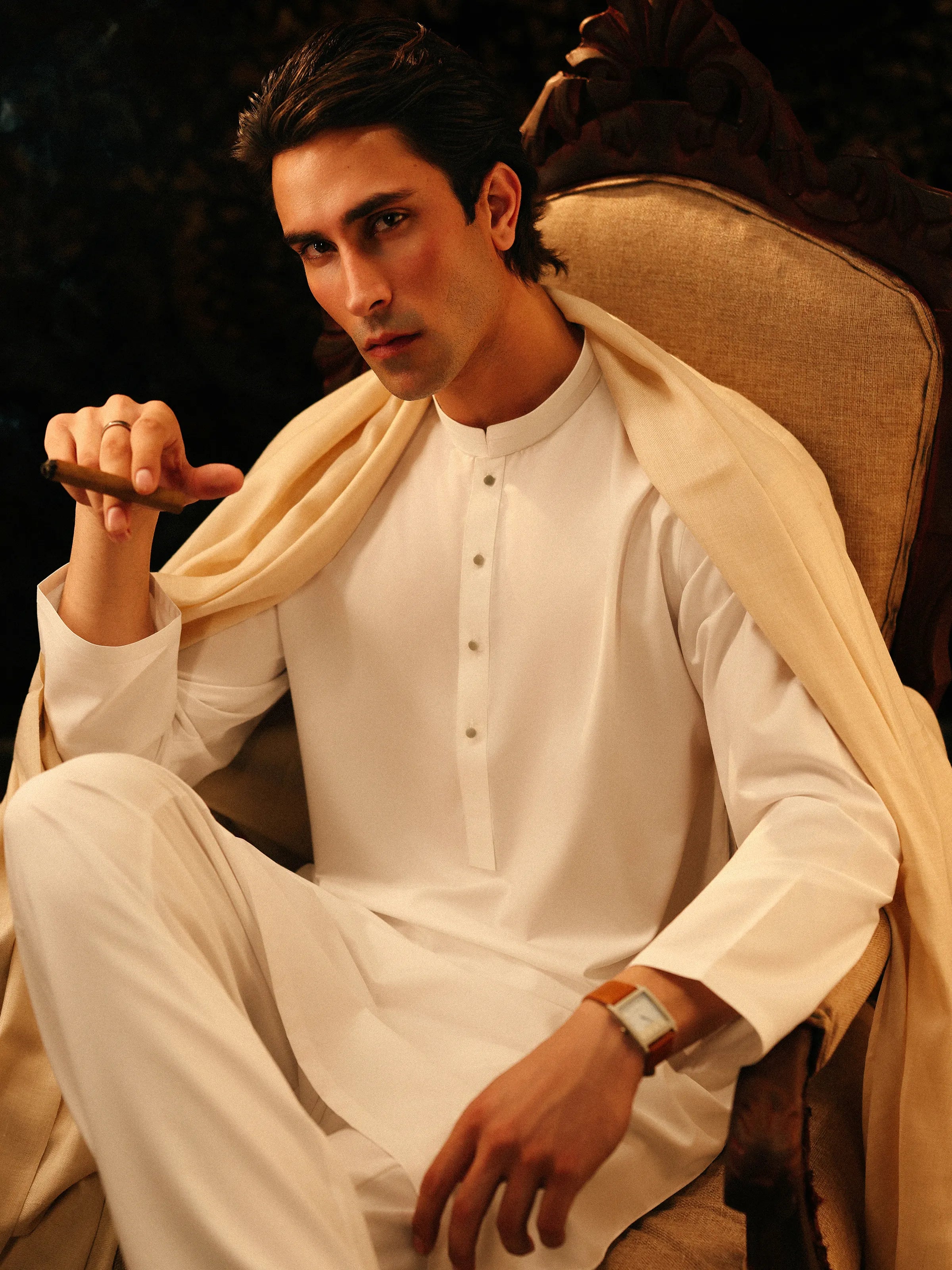 Off White Kurta Pajama Set